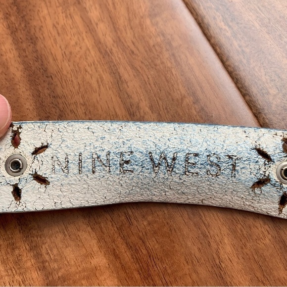 Nine West Cowboy Western Southwestern Cowgirl Turquoise White Leather Belt L main image 7